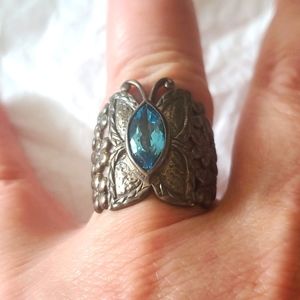 Sterling Silver and Topaz Butterfly Ring